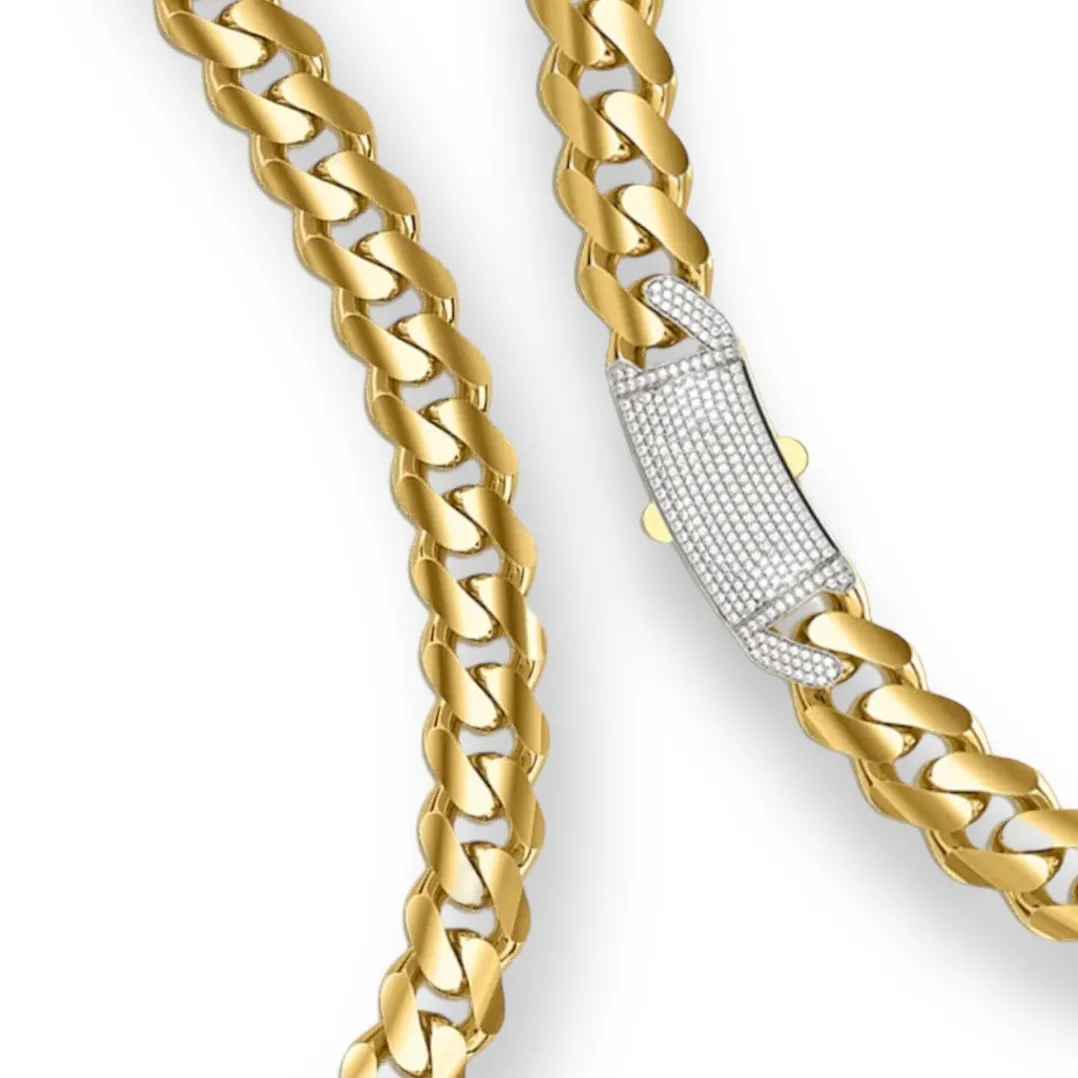 14k Classic Luxury Monaco Chain 8mm 22inch