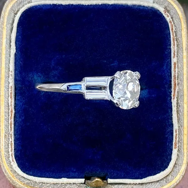 Art Deco Diamond Engagement Ring, Old Euro 1.50ct.