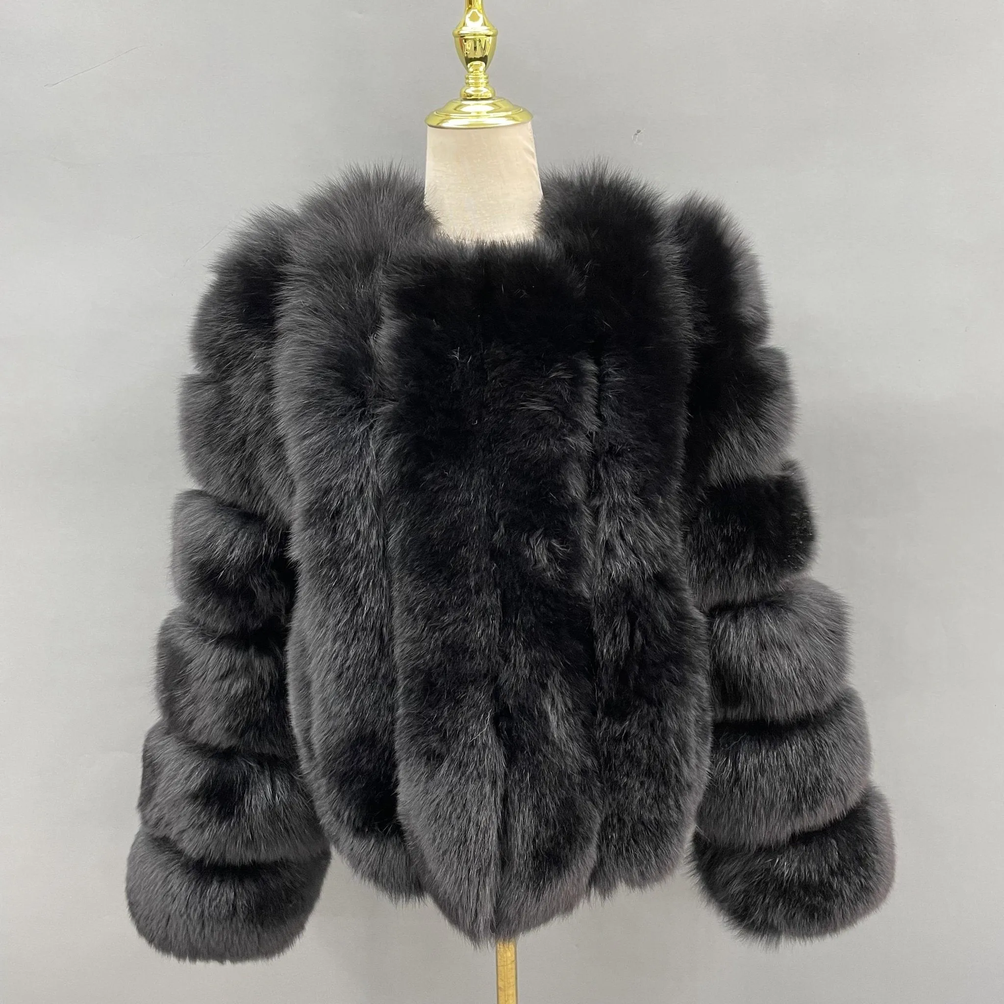 Luxurious Black Vertical Fur Pelt Coat for Ultimate Style and Elegance