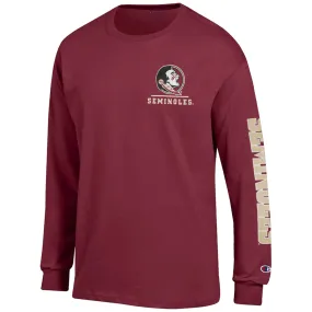 Champion Adult/Unisex Seminole Logo/Seminoles Design Long Sleeve T-shirt - Garnet