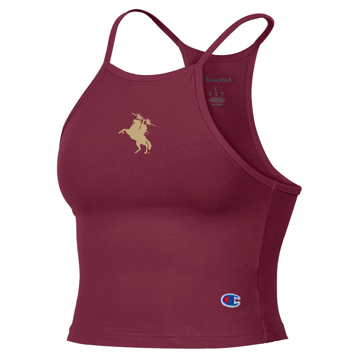 Champion Women's Unconquered Silhouette Halter Crop Top - Garnet