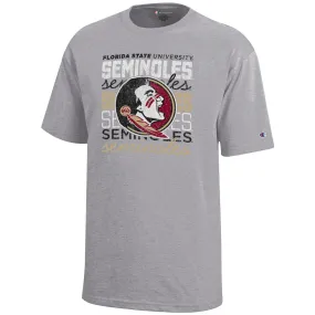 Champion Youth Seminole Logo/Florida State Seminoles Design Short Sleeve T-shirt - Grey