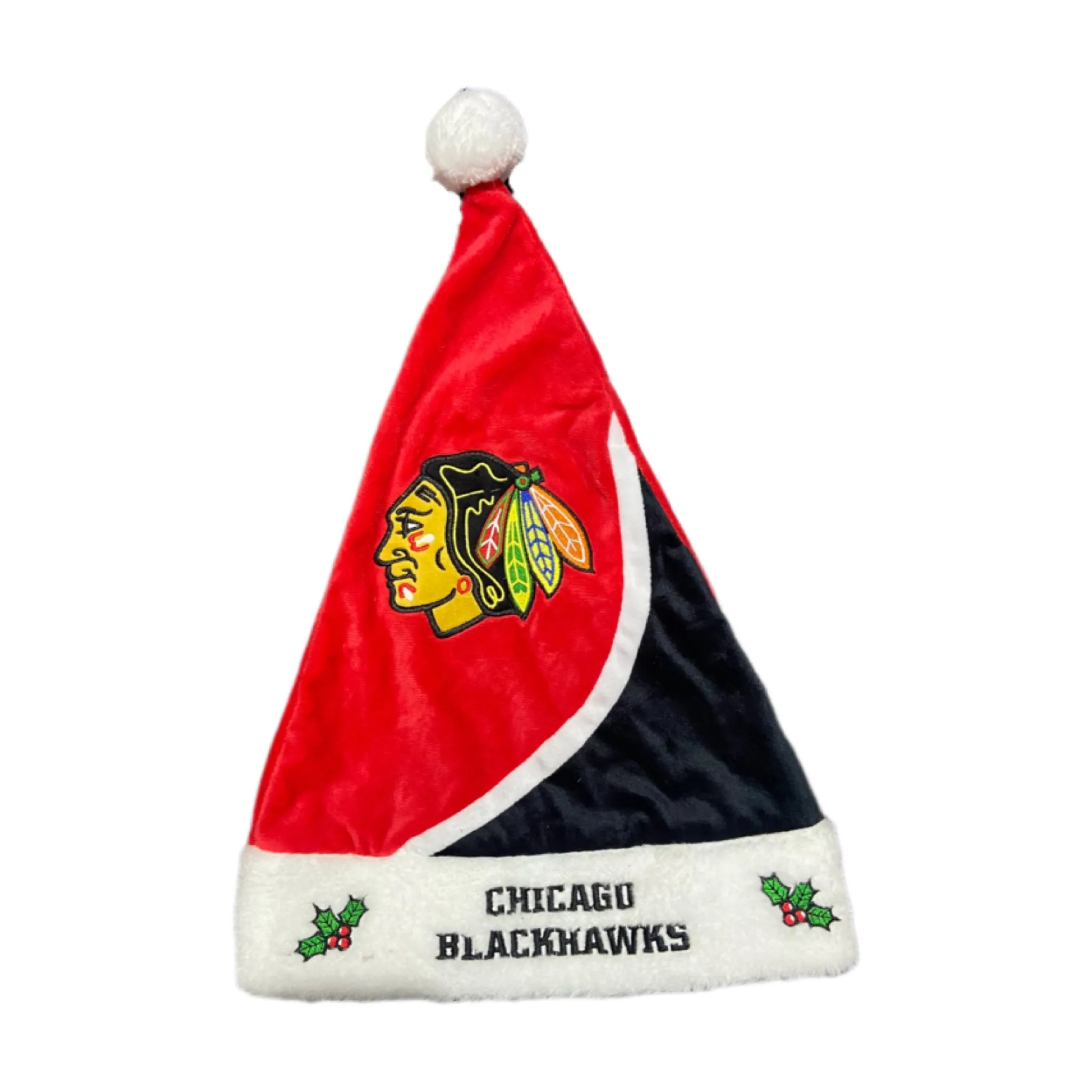 Chicago Blackhawks Logo Colorblock Santa Hat NHL Hockey by Forever Collectibles