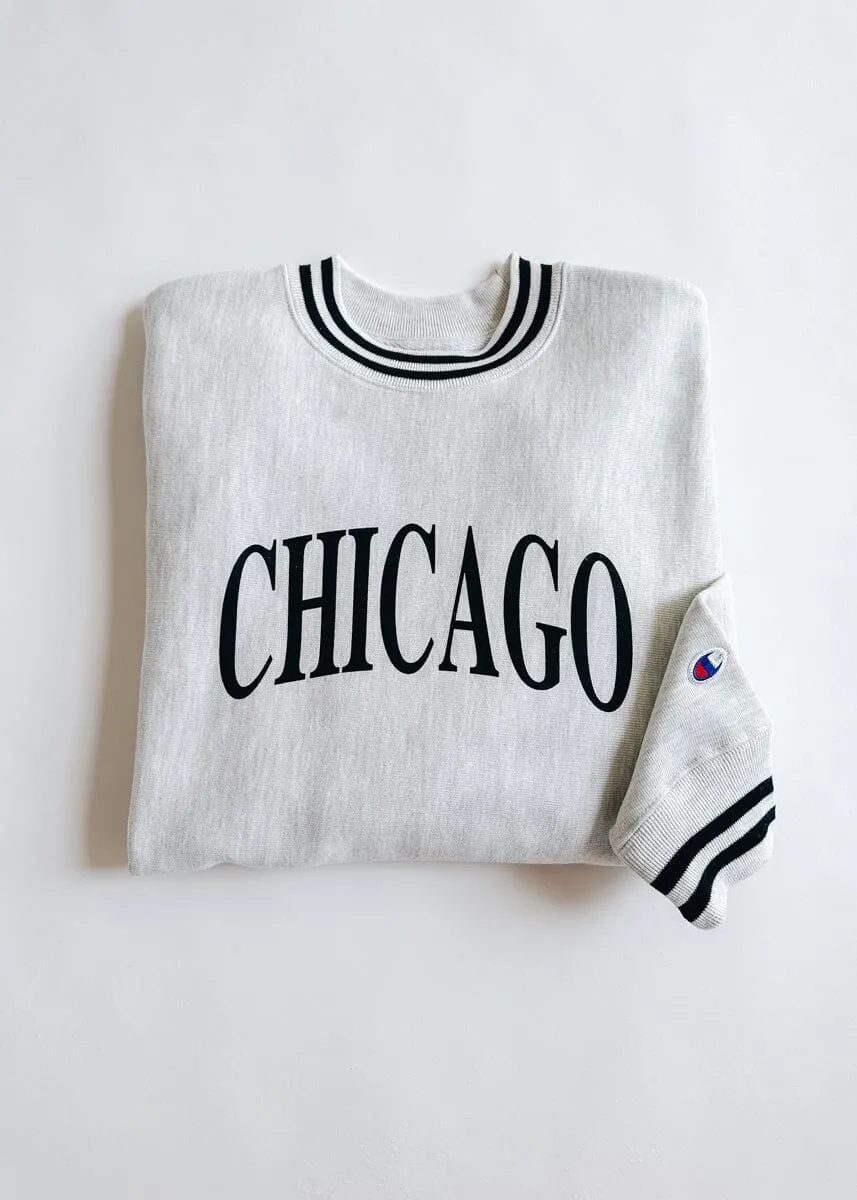 Chicago Champion Striped Rib Crewneck - Black