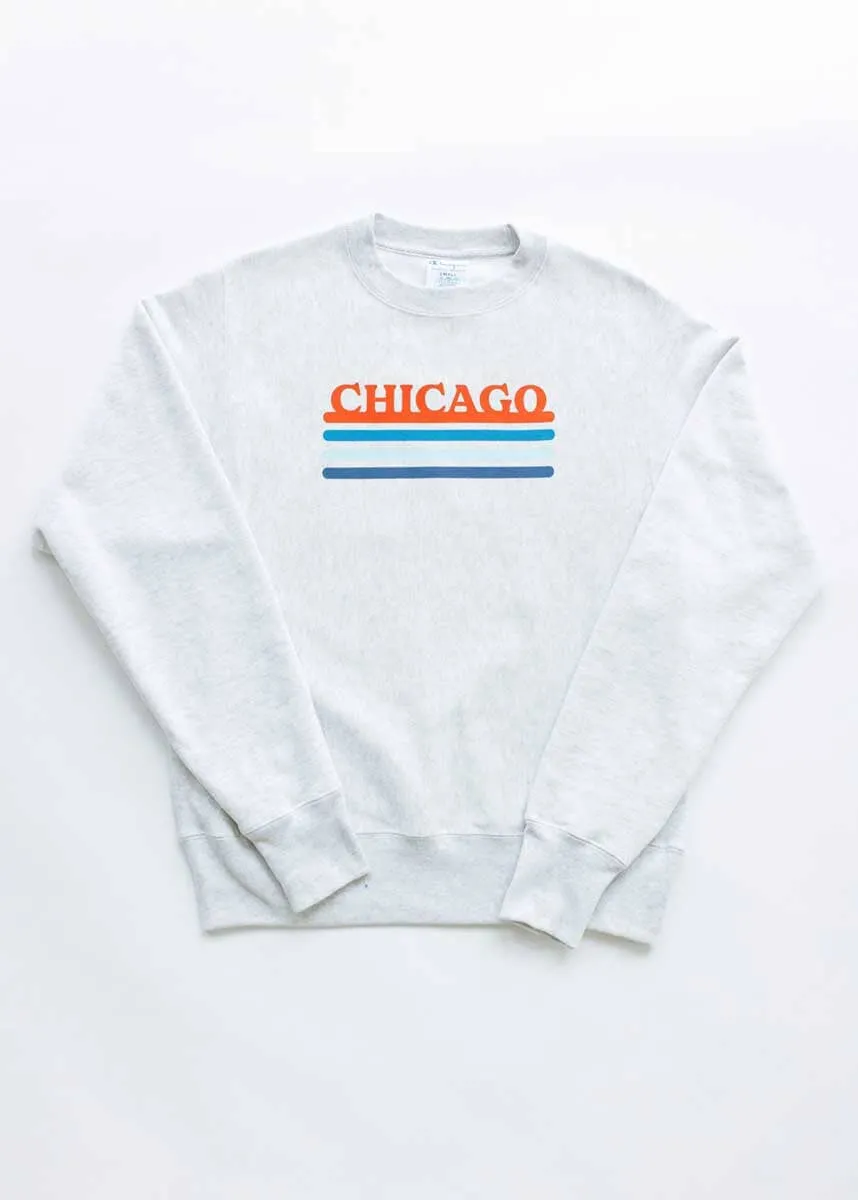 Chicago Retro Stripe Champion Sweatshirt - Red & Blue Combo