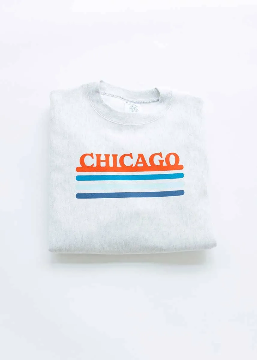 Chicago Retro Stripe Champion Sweatshirt - Red & Blue Combo