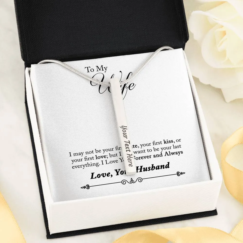 Custom 4 Sided Stick Bar Necklace -With Forever And Always" Message Card