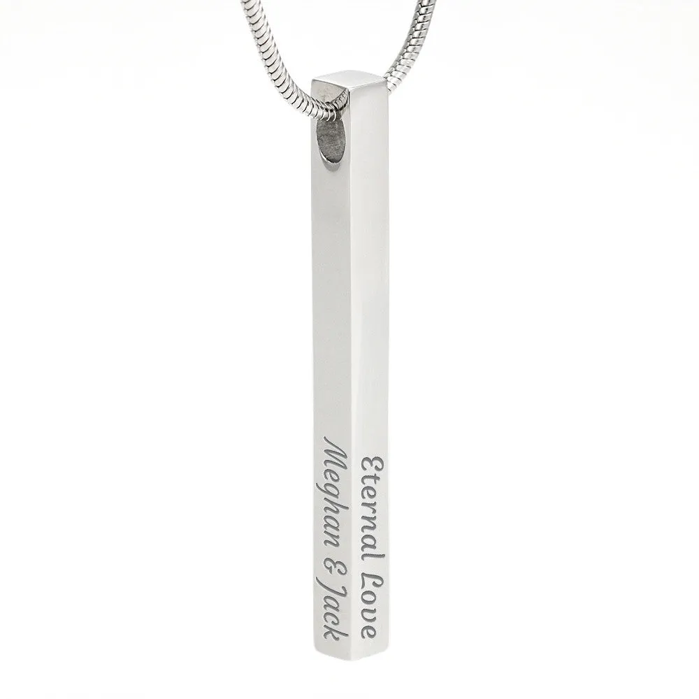 Custom 4 Sided Stick Bar Necklace -With Forever And Always" Message Card