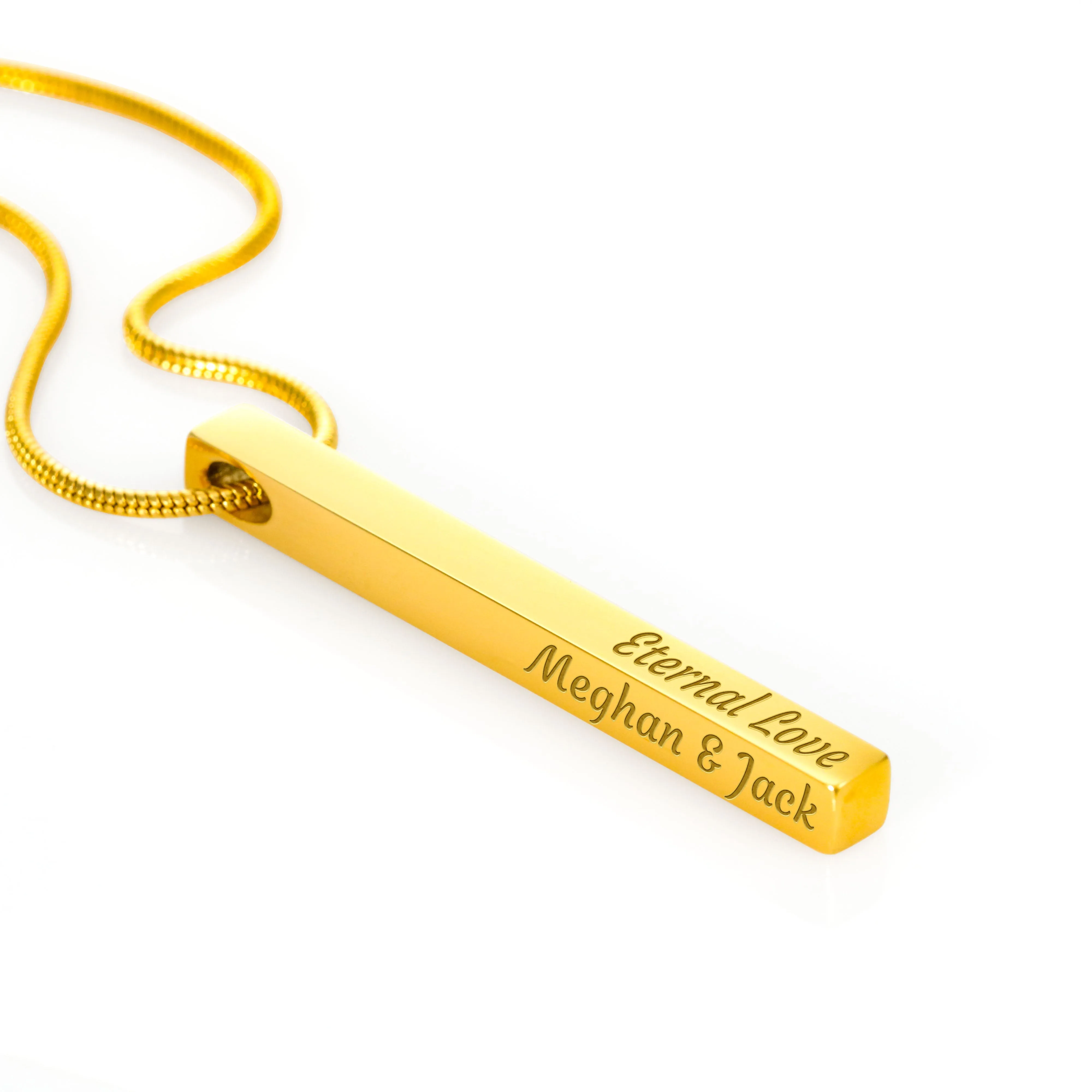 Custom 4 Sided Stick Bar Necklace -With Forever And Always" Message Card