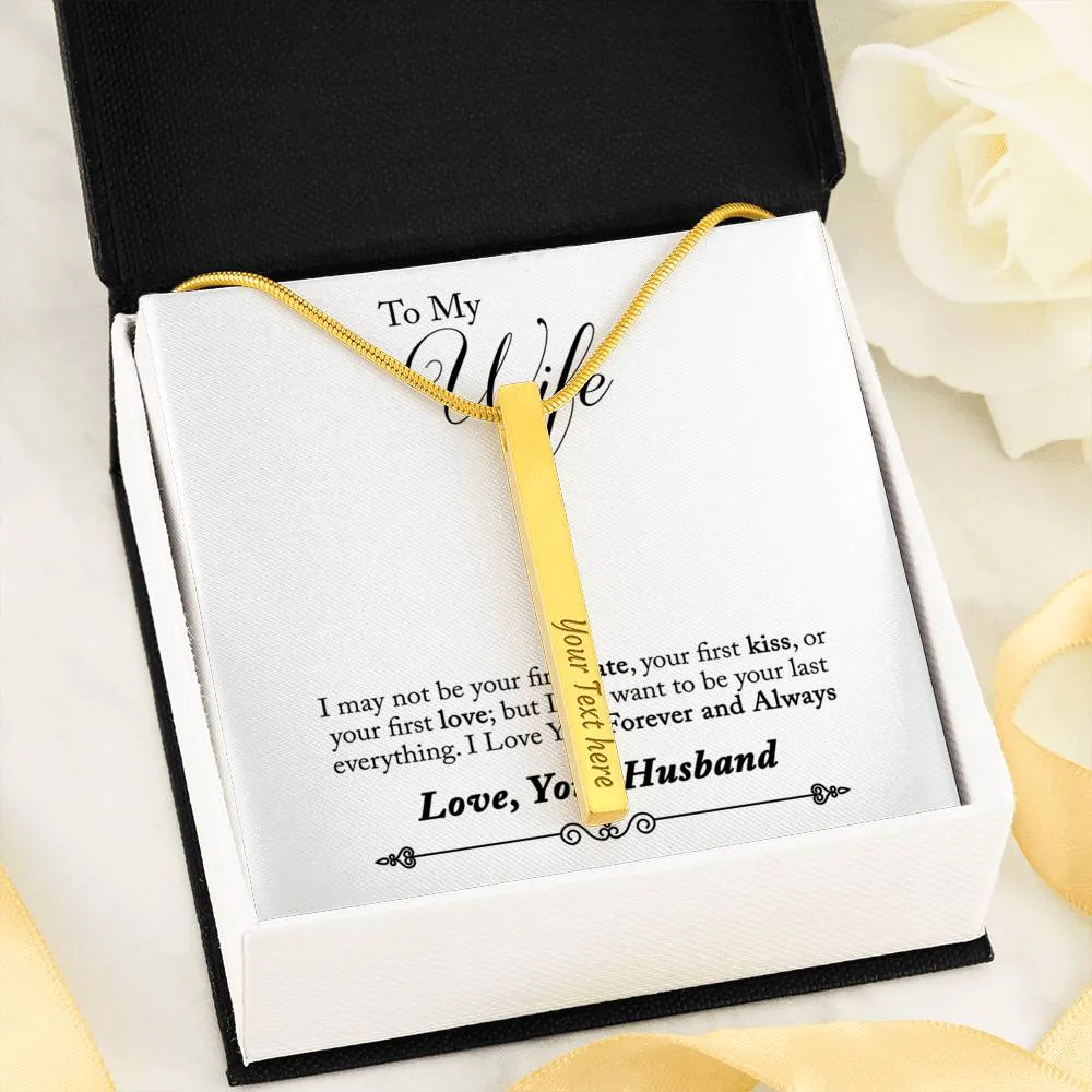 Custom 4 Sided Stick Bar Necklace -With Forever And Always" Message Card