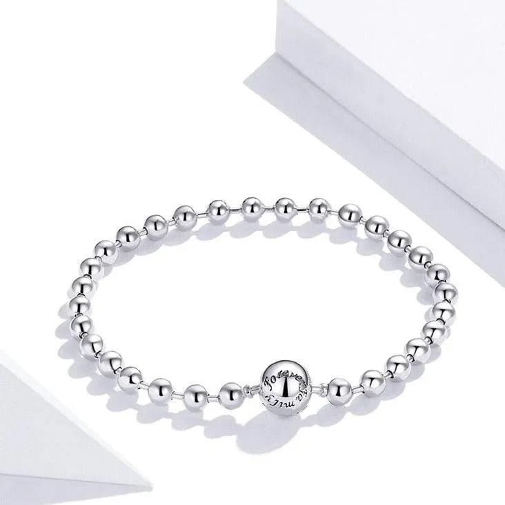 Forever Love Charm Jewelry GX250 - 925 Sterling Silver Round Bead Bracelet