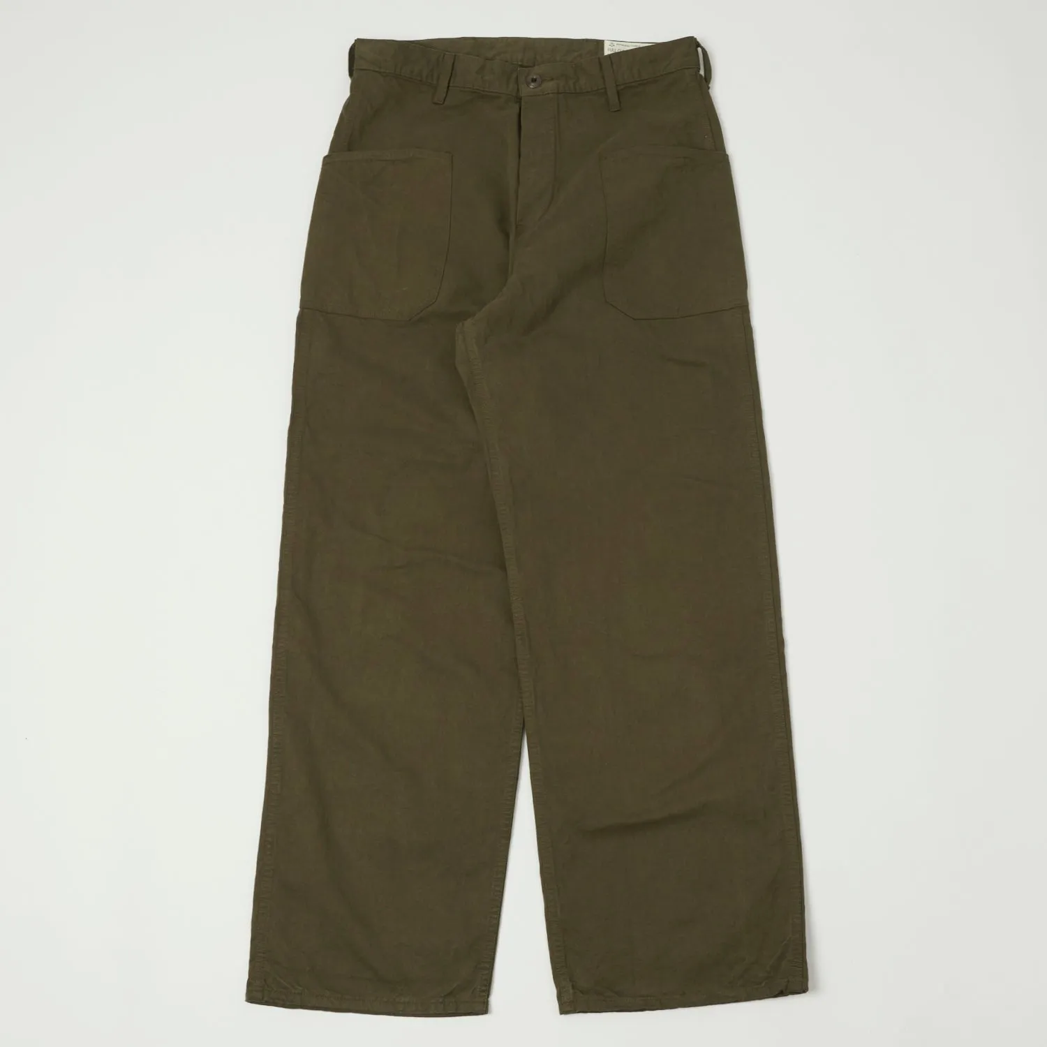 Sure, here is the optimized title for the e-commerce product in English with modifiers:

Classic Olive Drab US Navy Trouser in Old Japanese Twill - Full Count 1119-3