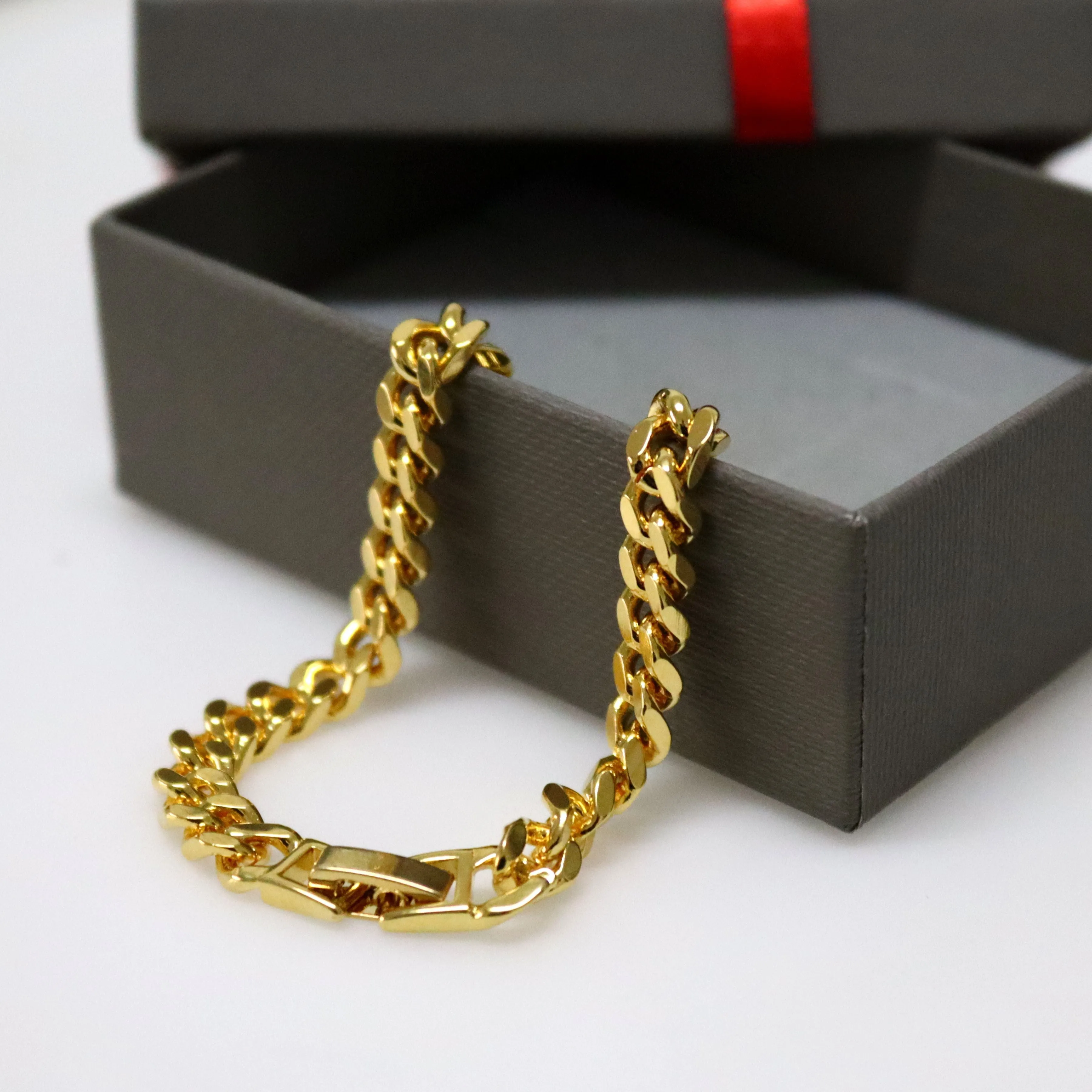 Gold Curb-Link Bracelet for Men