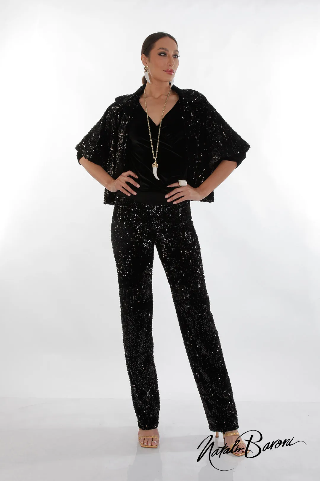 La Scala Glamorous Sequin Stiletto Pants