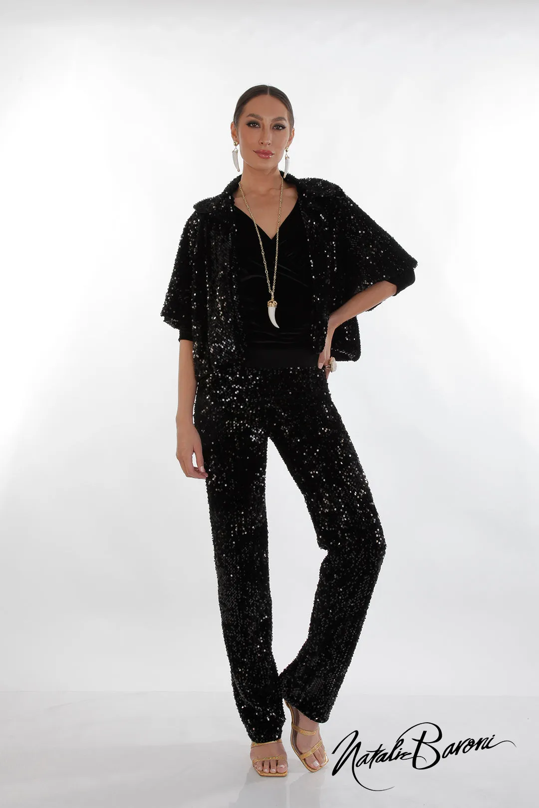 La Scala Glamorous Sequin Stiletto Pants