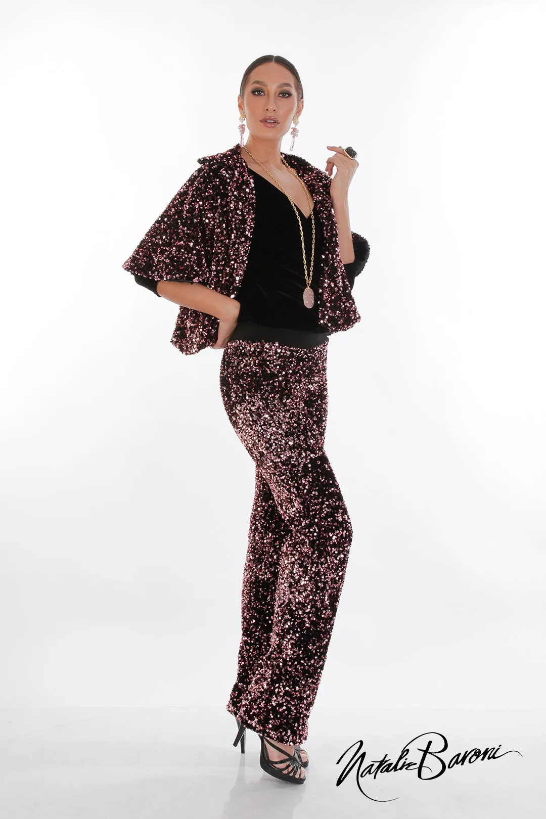 La Scala Glamorous Sequin Stiletto Pants