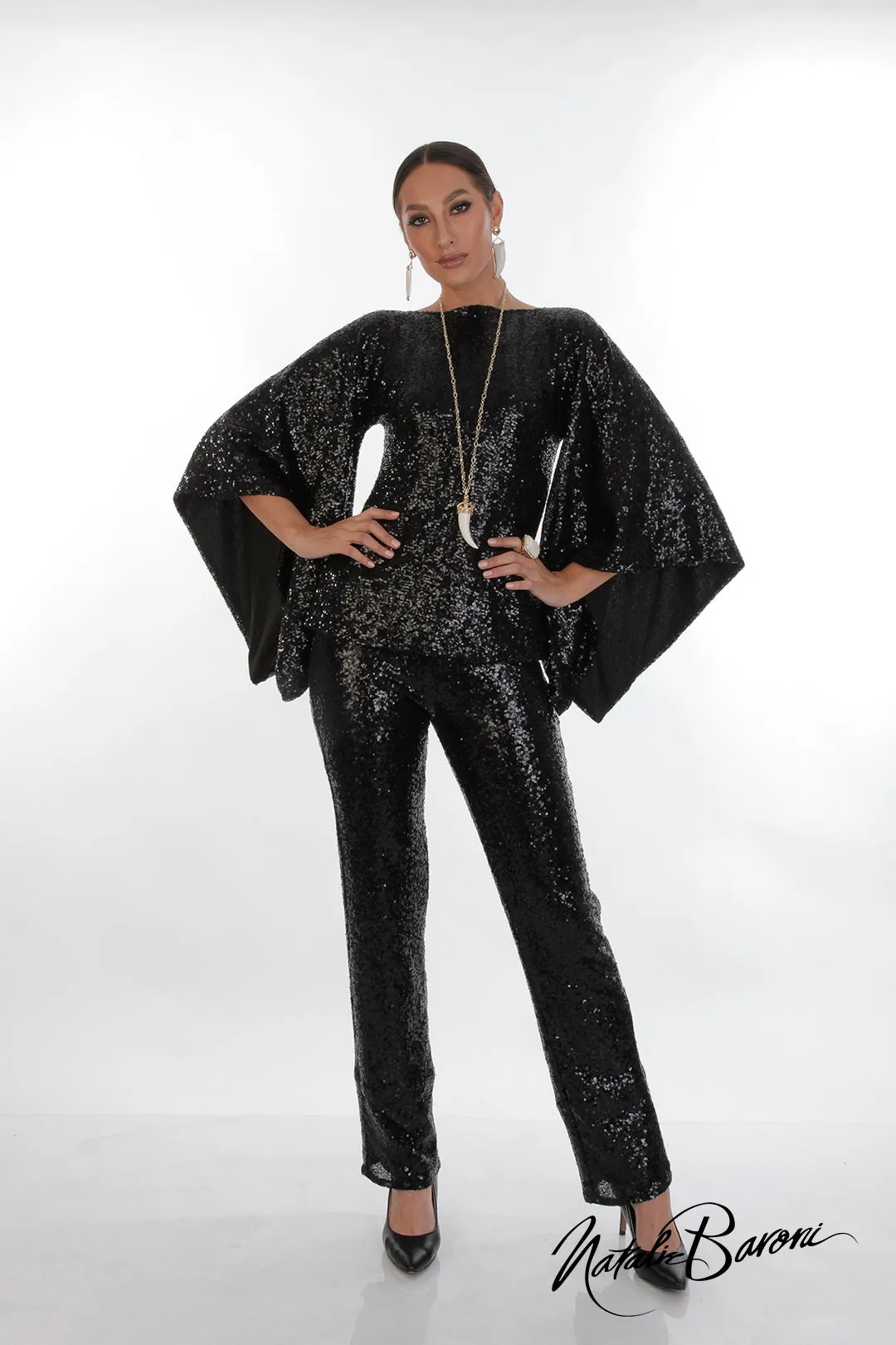 La Scala Glamorous Sequin Stiletto Pants