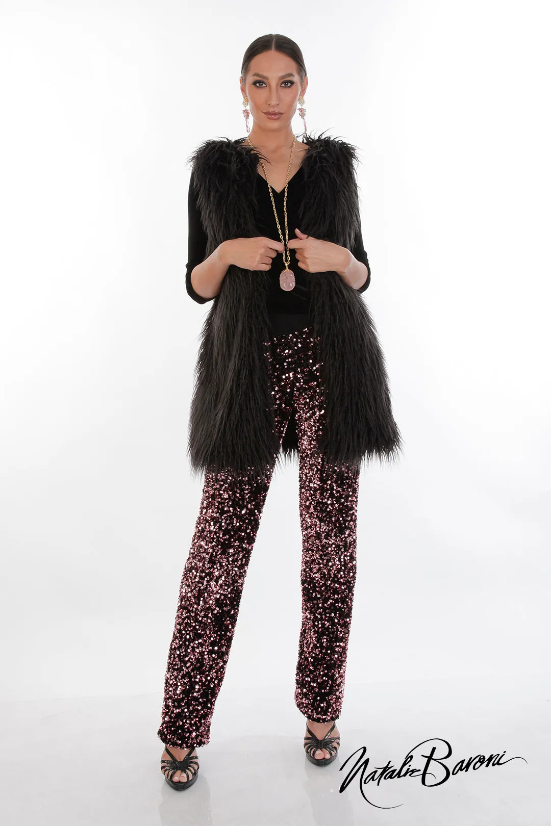 La Scala Glamorous Sequin Stiletto Pants