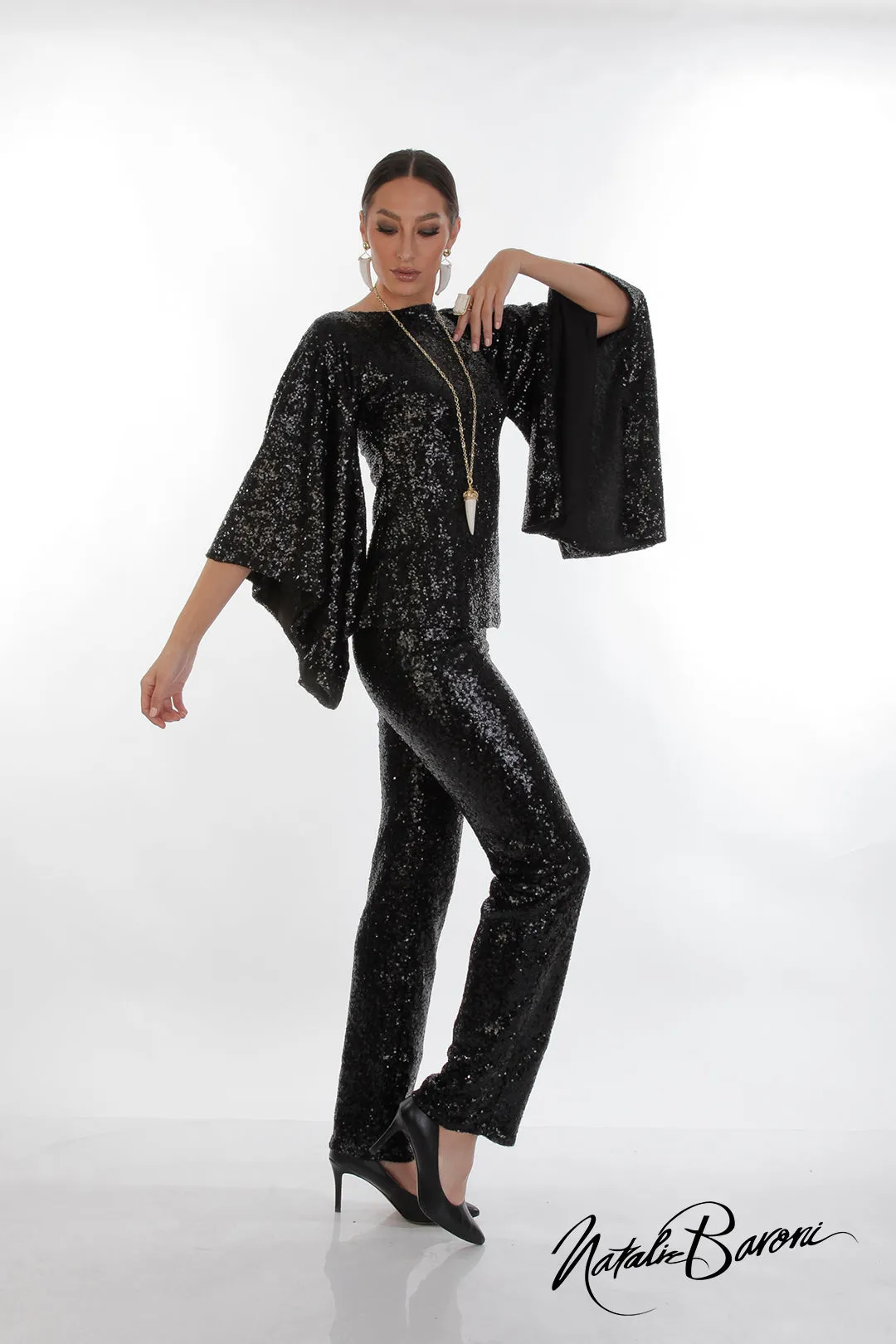 La Scala Glamorous Sequin Stiletto Pants