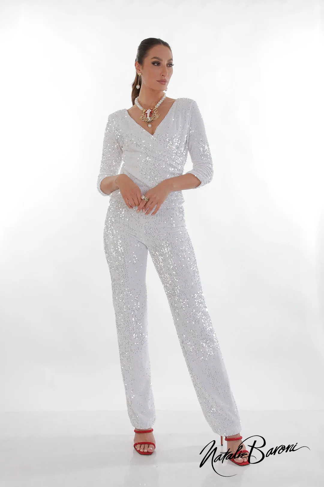 La Scala Glamorous Sequin Stiletto Pants