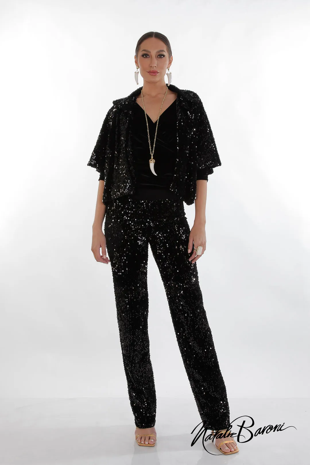 La Scala Glamorous Sequin Stiletto Pants