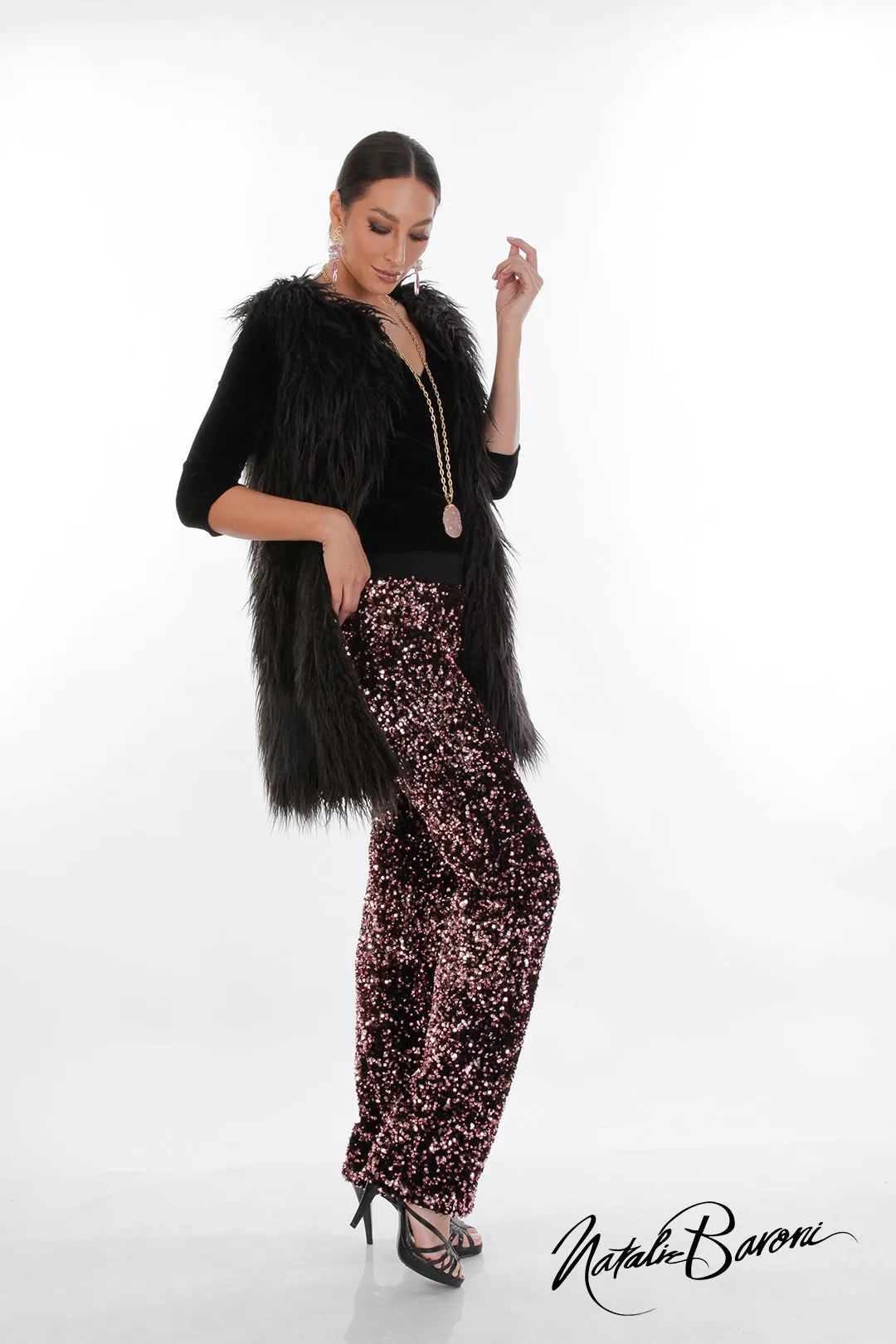 La Scala Glamorous Sequin Stiletto Pants