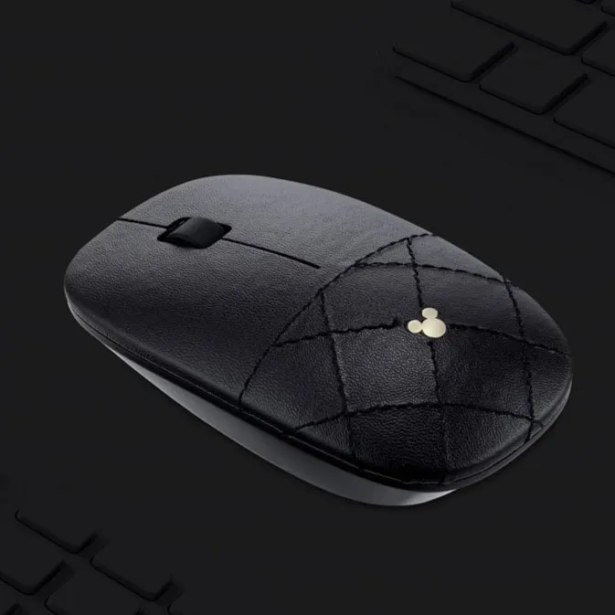 Luxury Faux Leather Mickey Mouse Wireless Optical Mouse