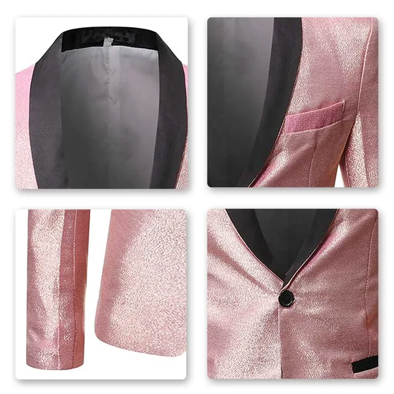 Magic Pink Tuxedo Jacket Luxury Prom Blazer