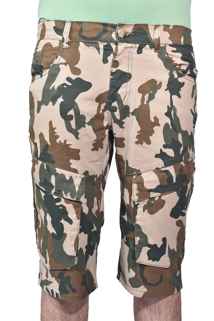 Men Denim Short Camo Design Green