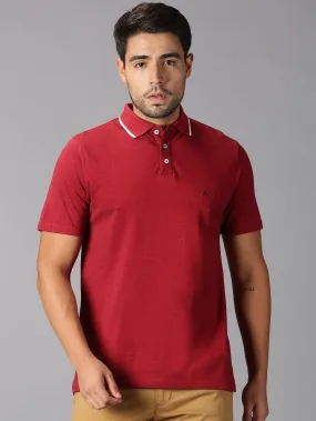 MEN' RED SOLID SLIM FIT T.SHIRT