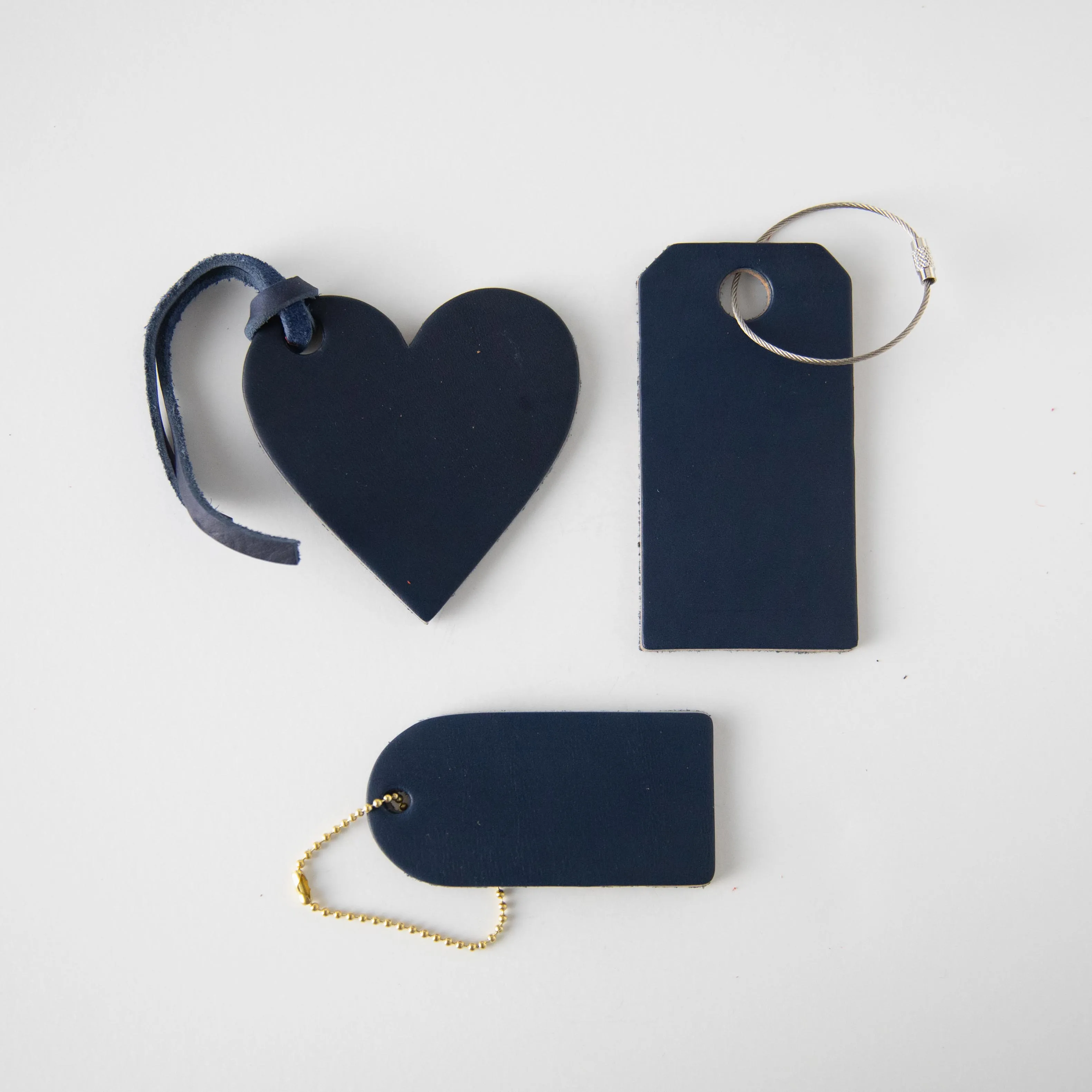 Navy Leather Tag