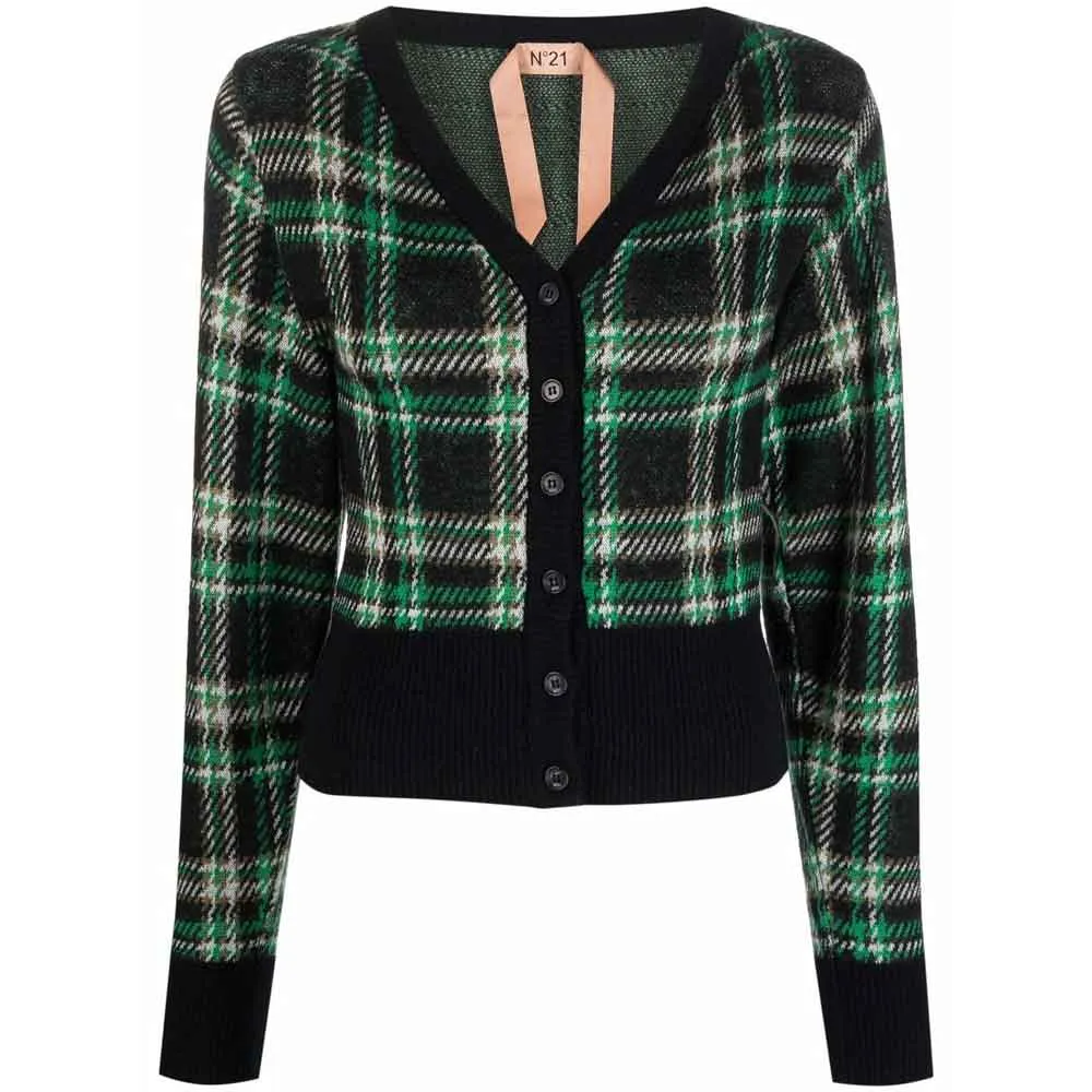 No. 21 Tartan Plaid Knit Cardigan