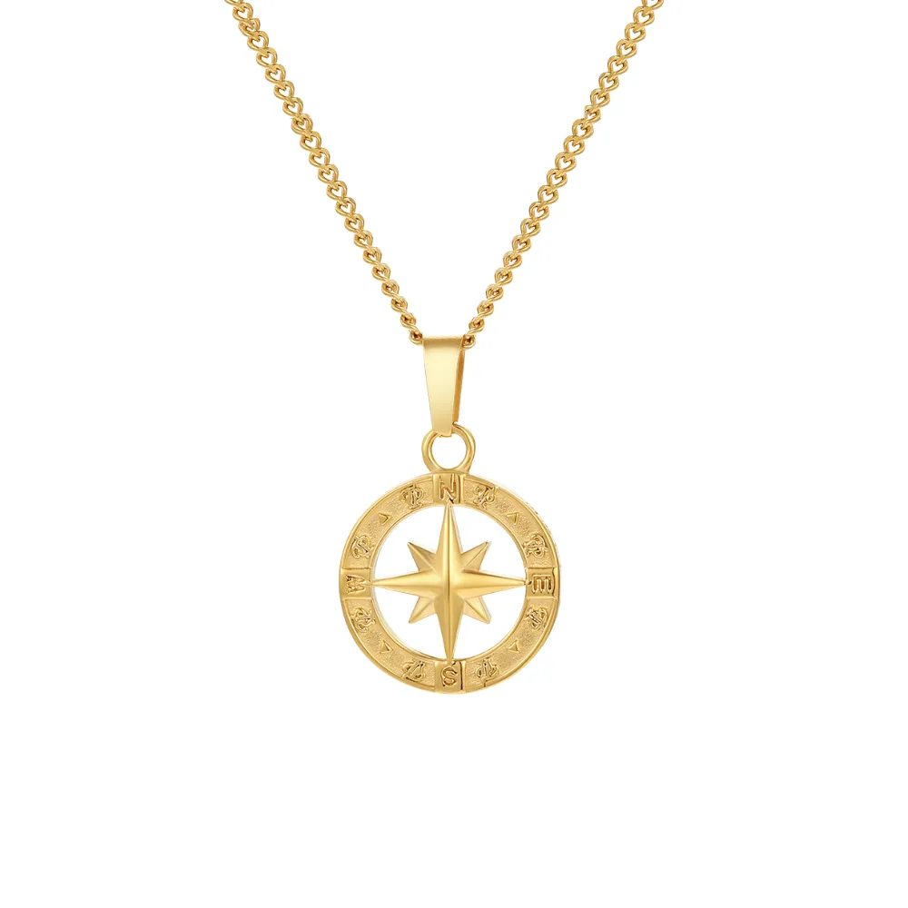 North Star Compass Pendant - Silver