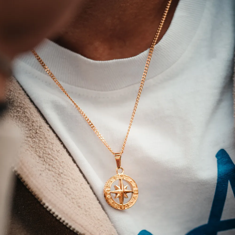 North Star Compass Pendant - Silver