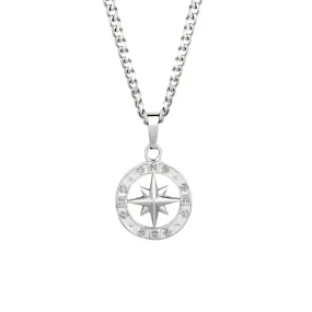 North Star Compass Pendant - Silver