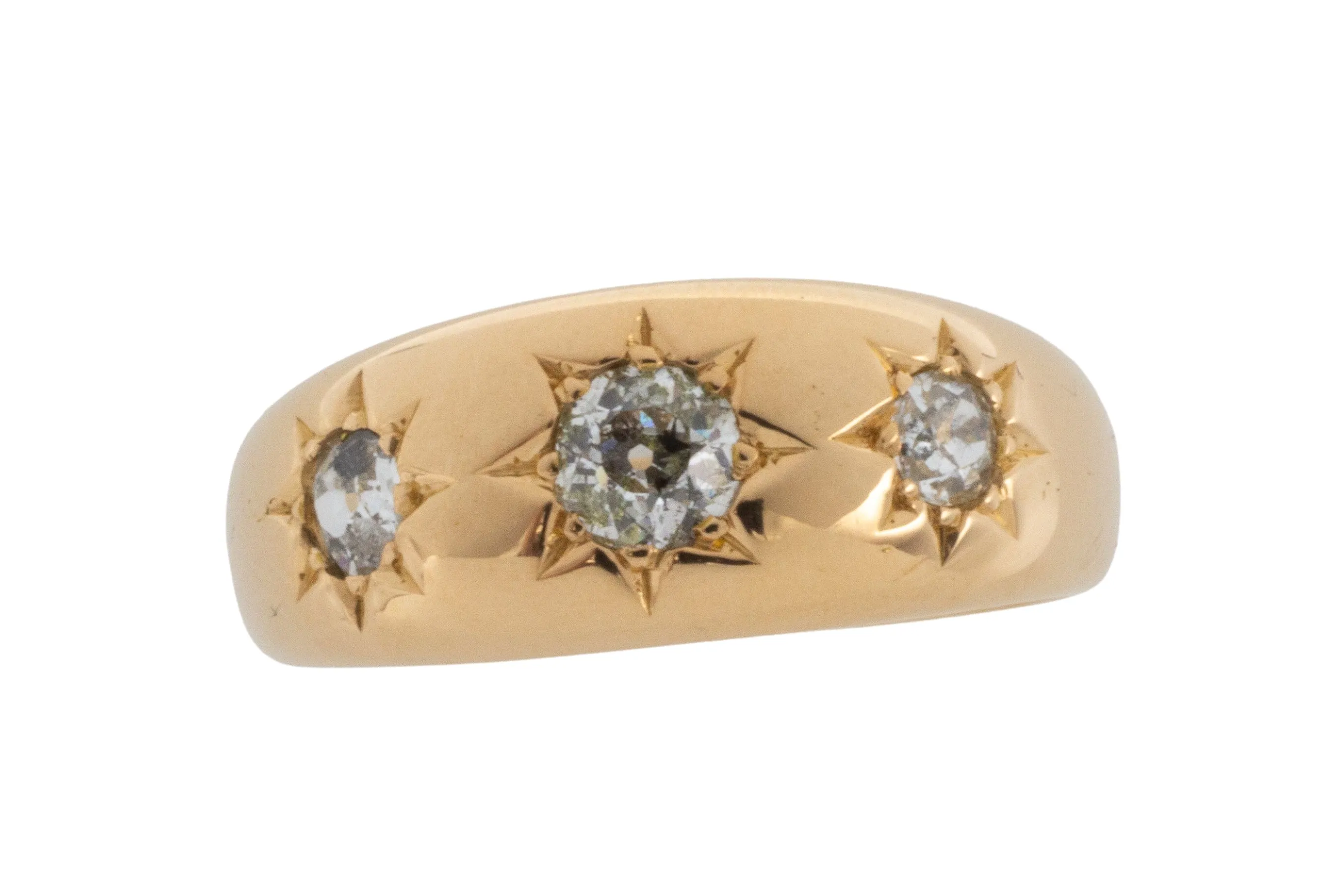 Old cut diamond gypsy ring from 1884