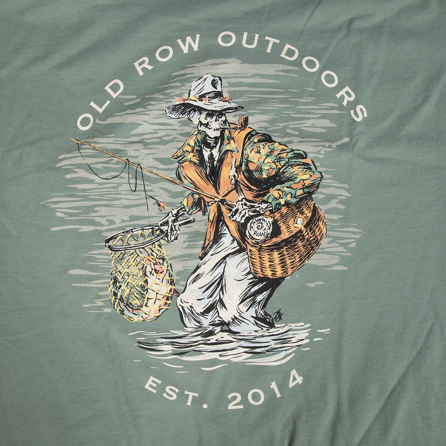 Old Row Outdoors Fishing Skeleton Pocket Tee