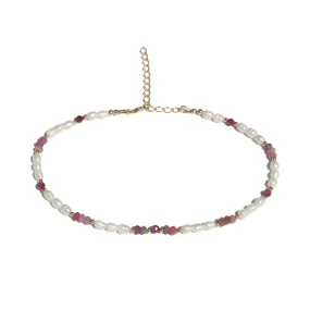 Pearl and Ruby Luxury Anklet