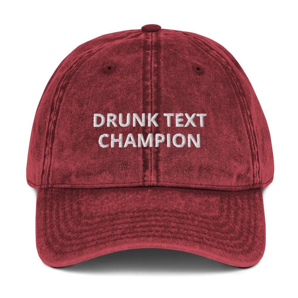 " TEXT CHAMPION" Twill Vintage Cotton Cap