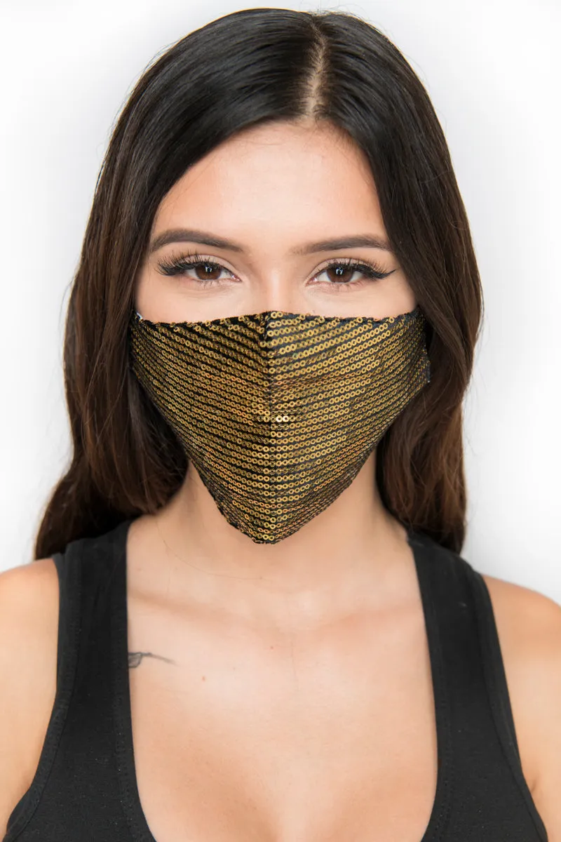 Sequin Face Mask - Gold