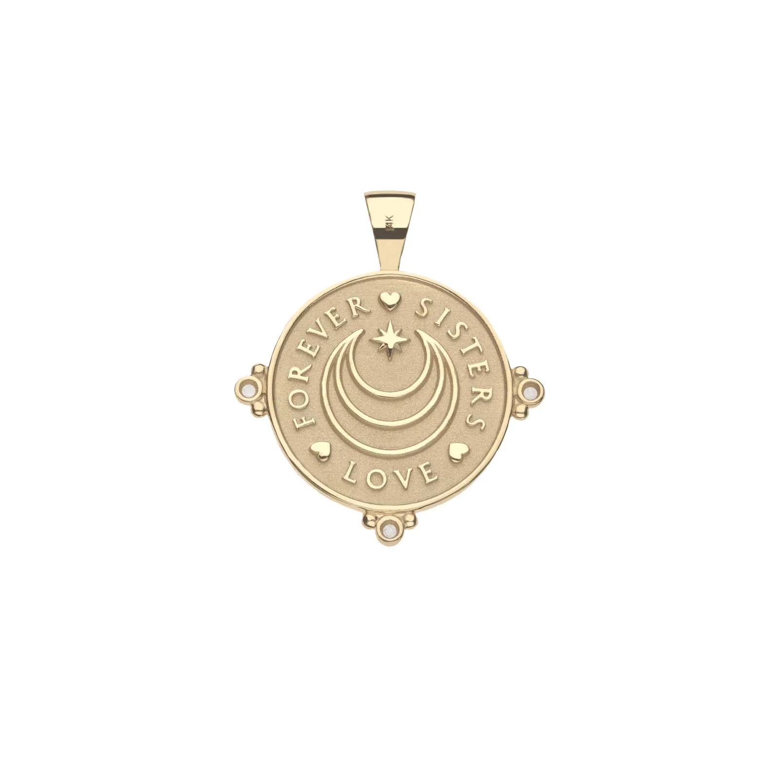 Sisters Forever JW Small Embellished Pendant Coin in 14k