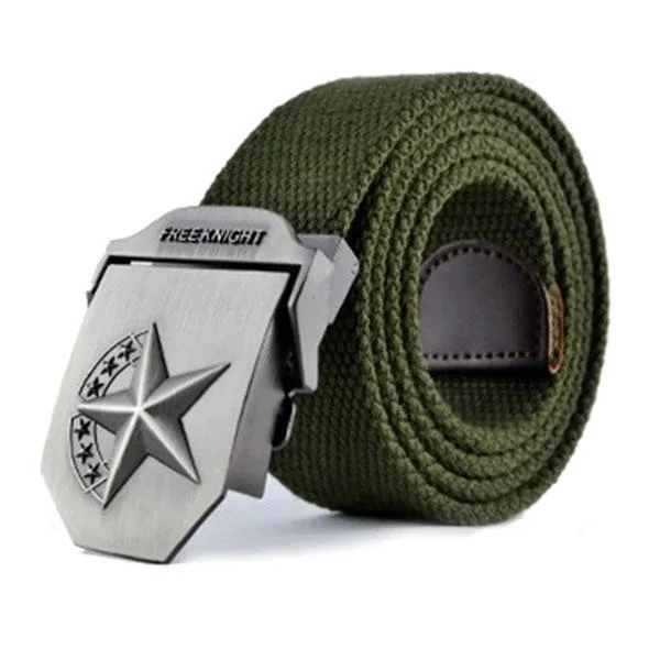 Mens Solid Color Star Design Belt - Stylish and Versatile Fashion Accessory