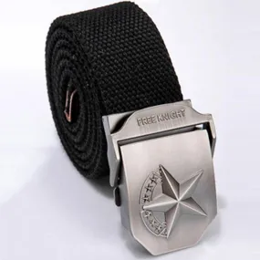 Mens Solid Color Star Design Belt - Stylish and Versatile Fashion Accessory