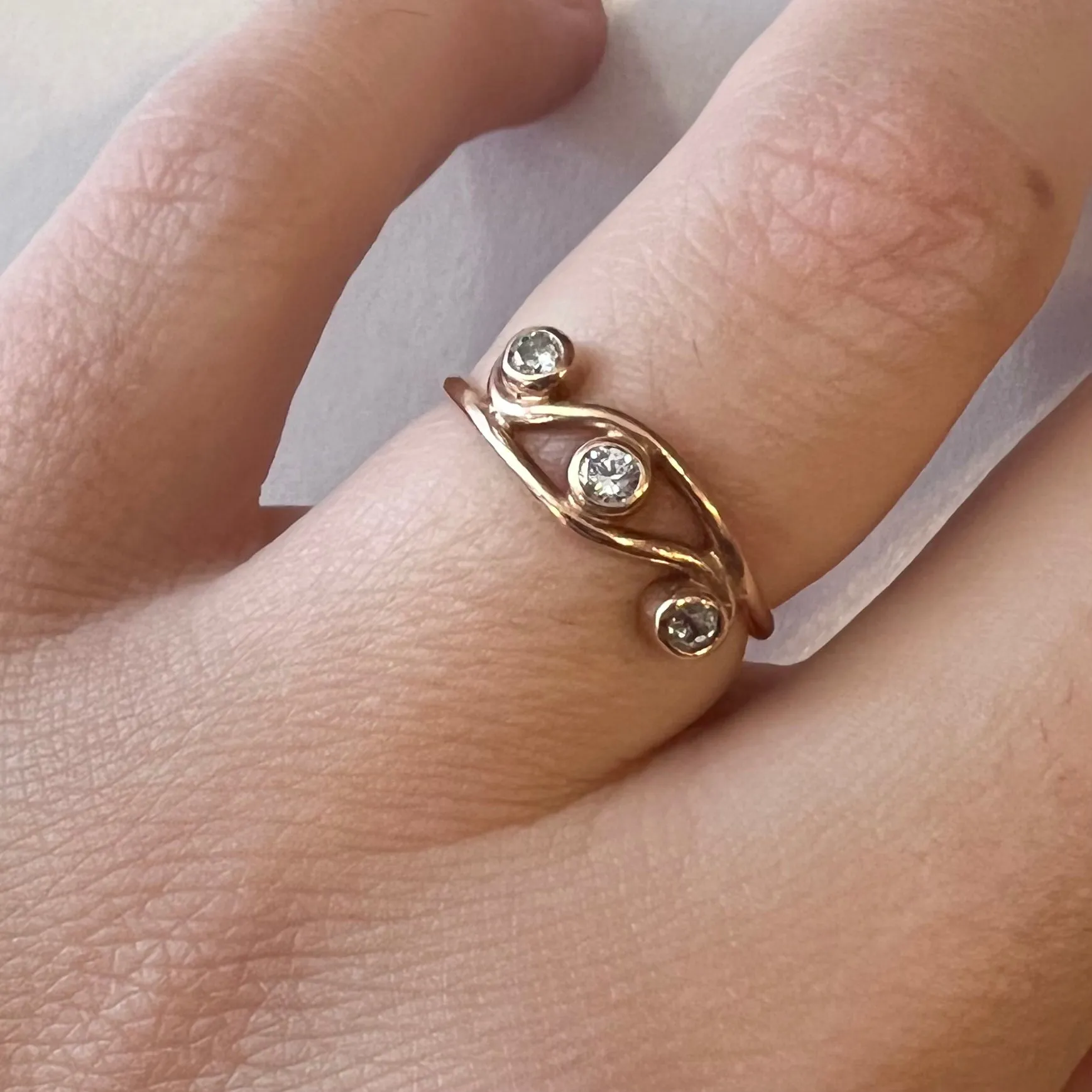 The Swirl Set - 14k Rose Gold, Old Mine Cut Diamonds