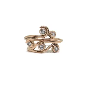 The Swirl Set - 14k Rose Gold, Old Mine Cut Diamonds