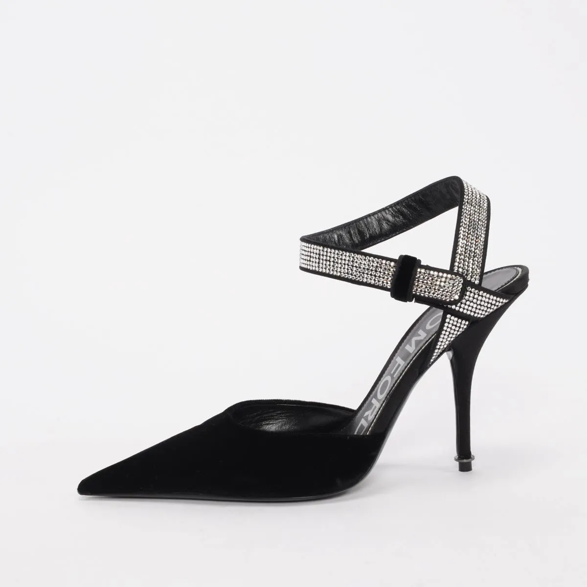 Tom Ford Black Velvet Asymmetric Crystal Pumps 37