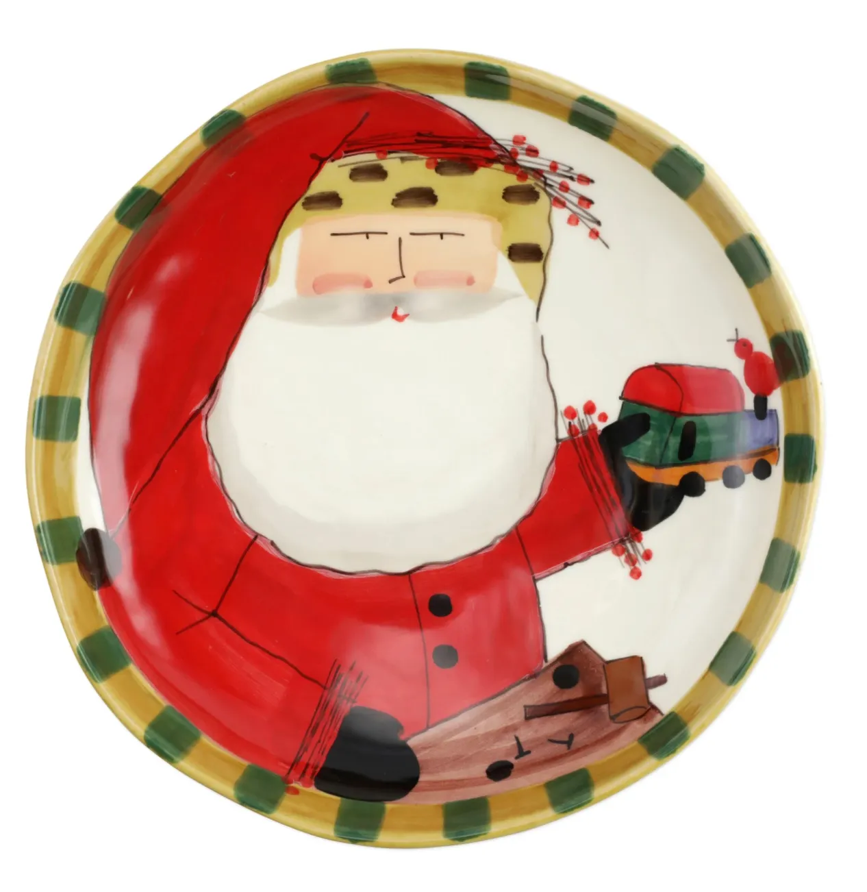 VIETRI Old St. Nick Round Shallow Bowl w/ Train