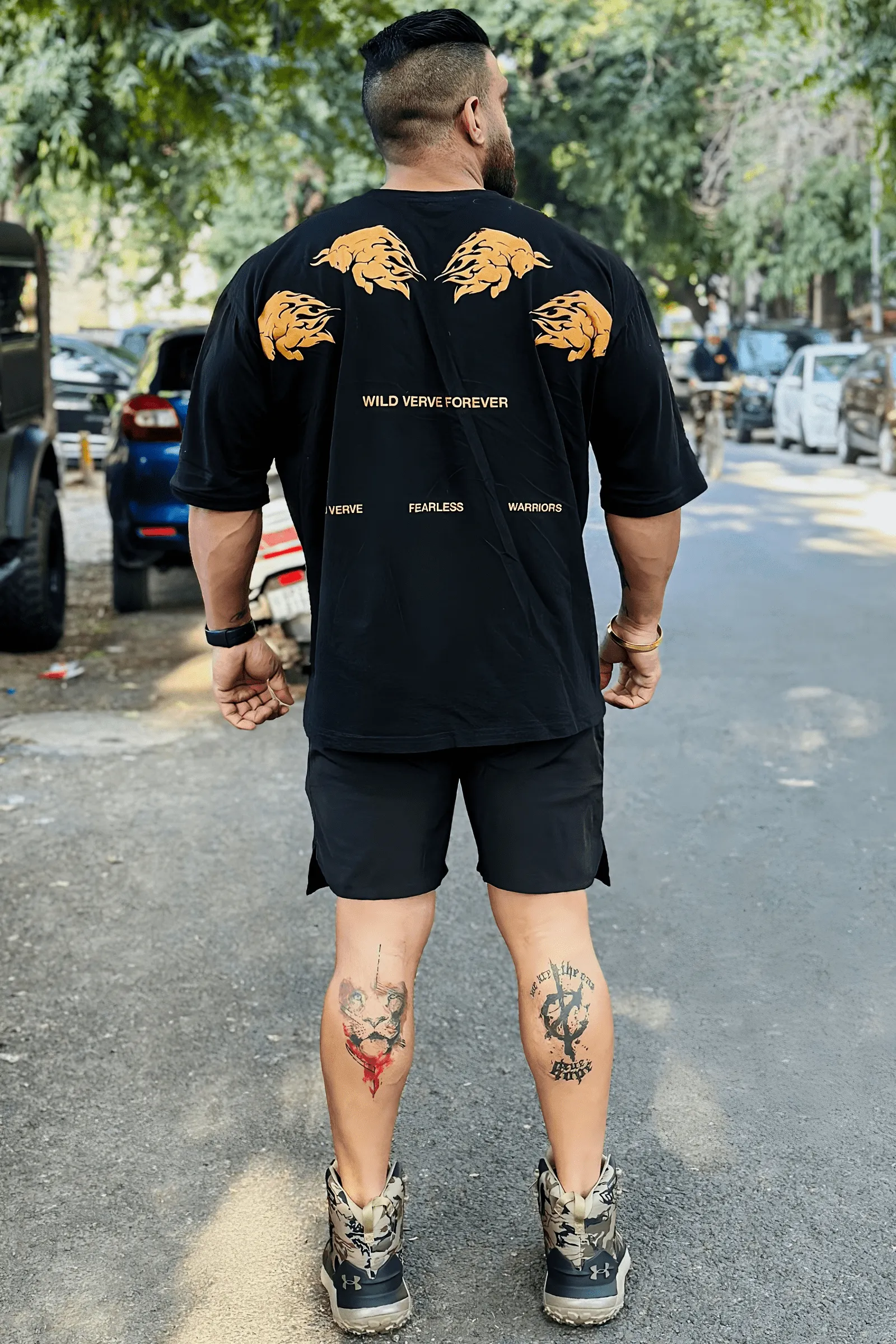 Wild Verve Forever Fiery Bull Oversized T-shirt (GOLD PRINT)