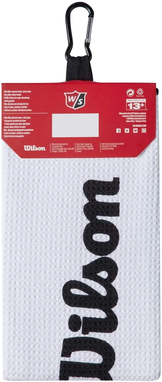 Wilson Staff Tri-Fold Waffle Golf Towel - White - 16 x 21